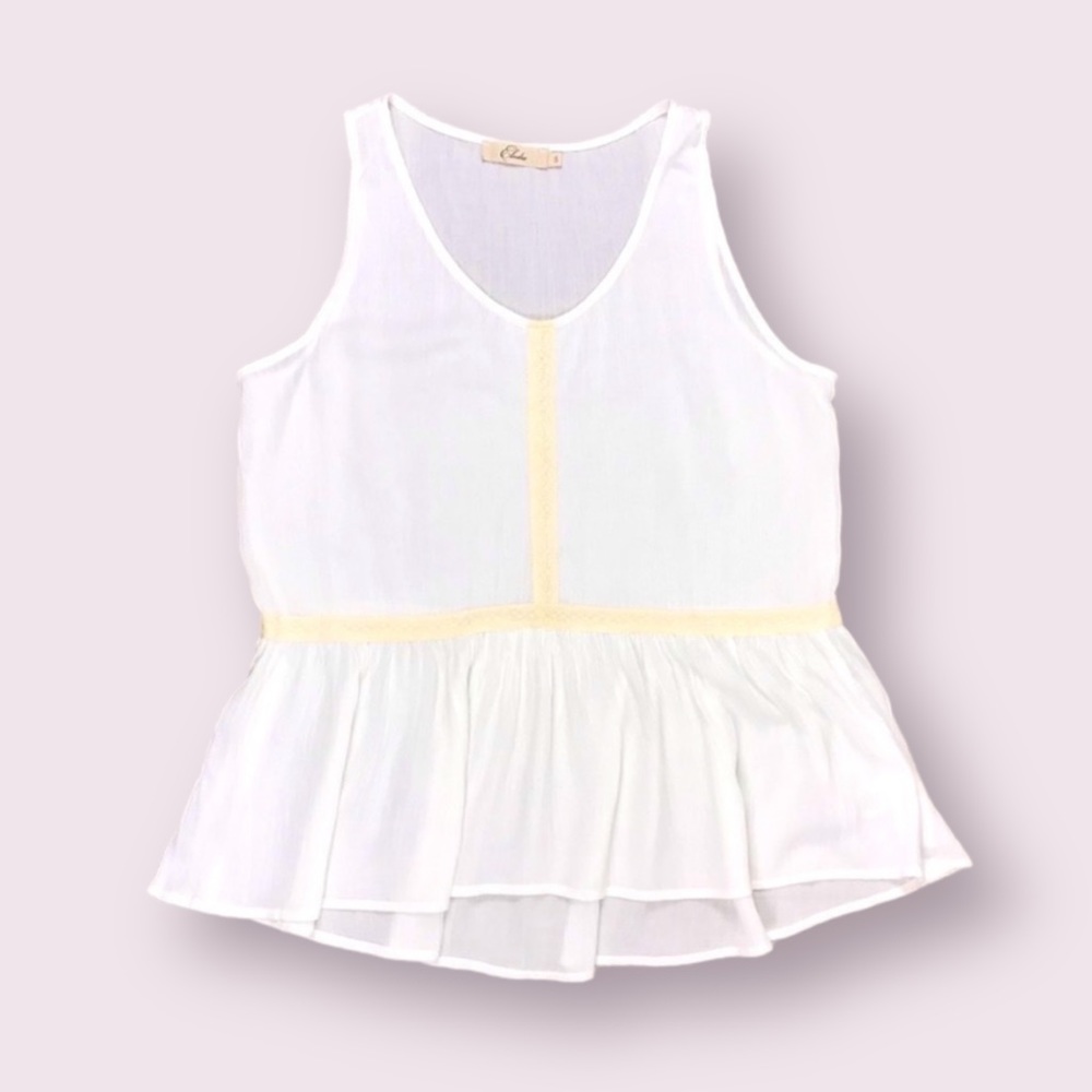 NWOT Elodie Sleeveless Sheer Peplum Blouse Size Small